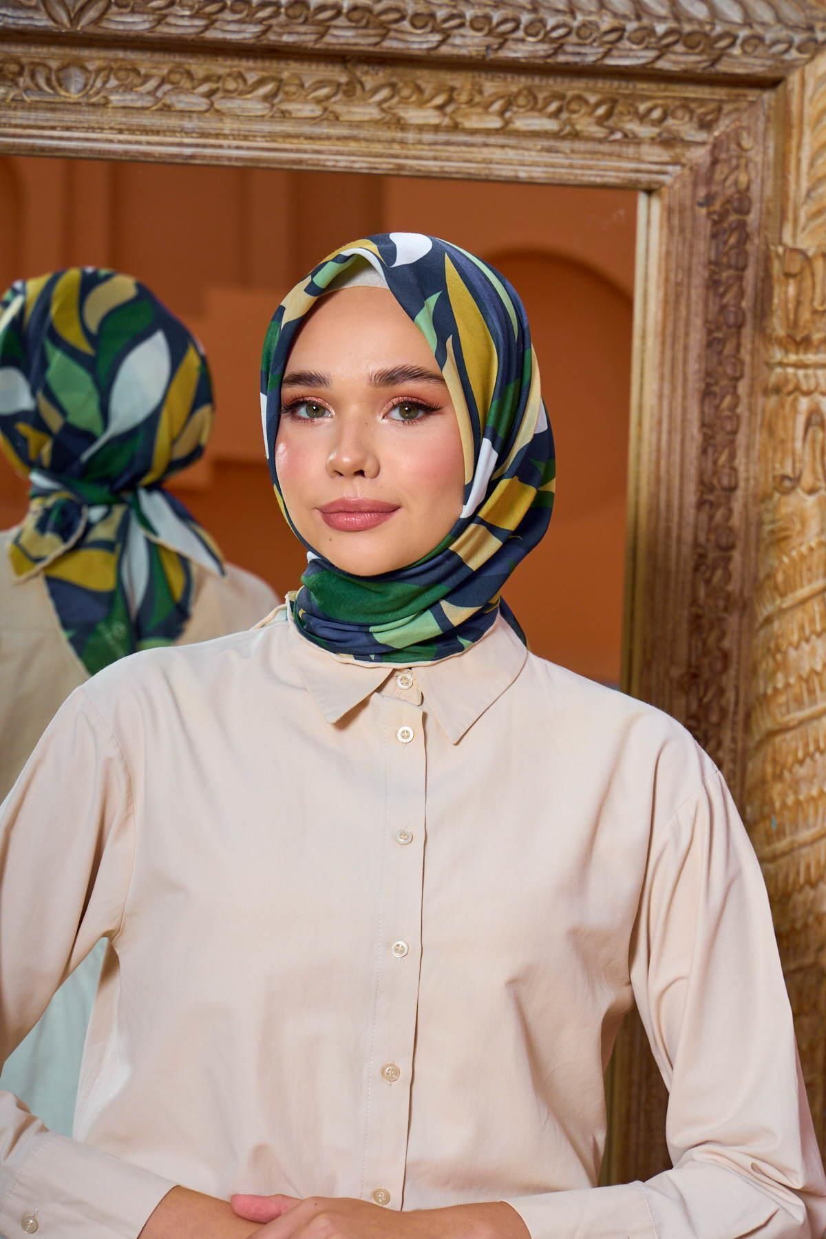 Marrakech Koleksiyon Soft Eşarp Patlıcan Mor Yeşil 1201-05