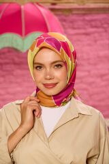 Marrakech Koleksiyon Soft Eşarp Hardal Pembe 1198-08