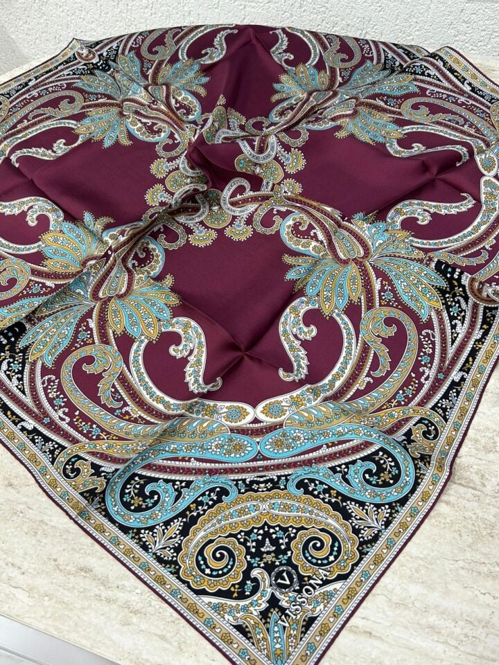 Vissona Twill İpek Eşarp Bordo