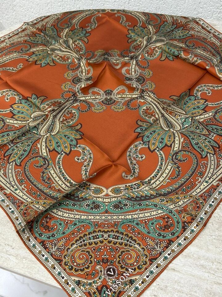 Vissona Twill İpek Eşarp Kiremit