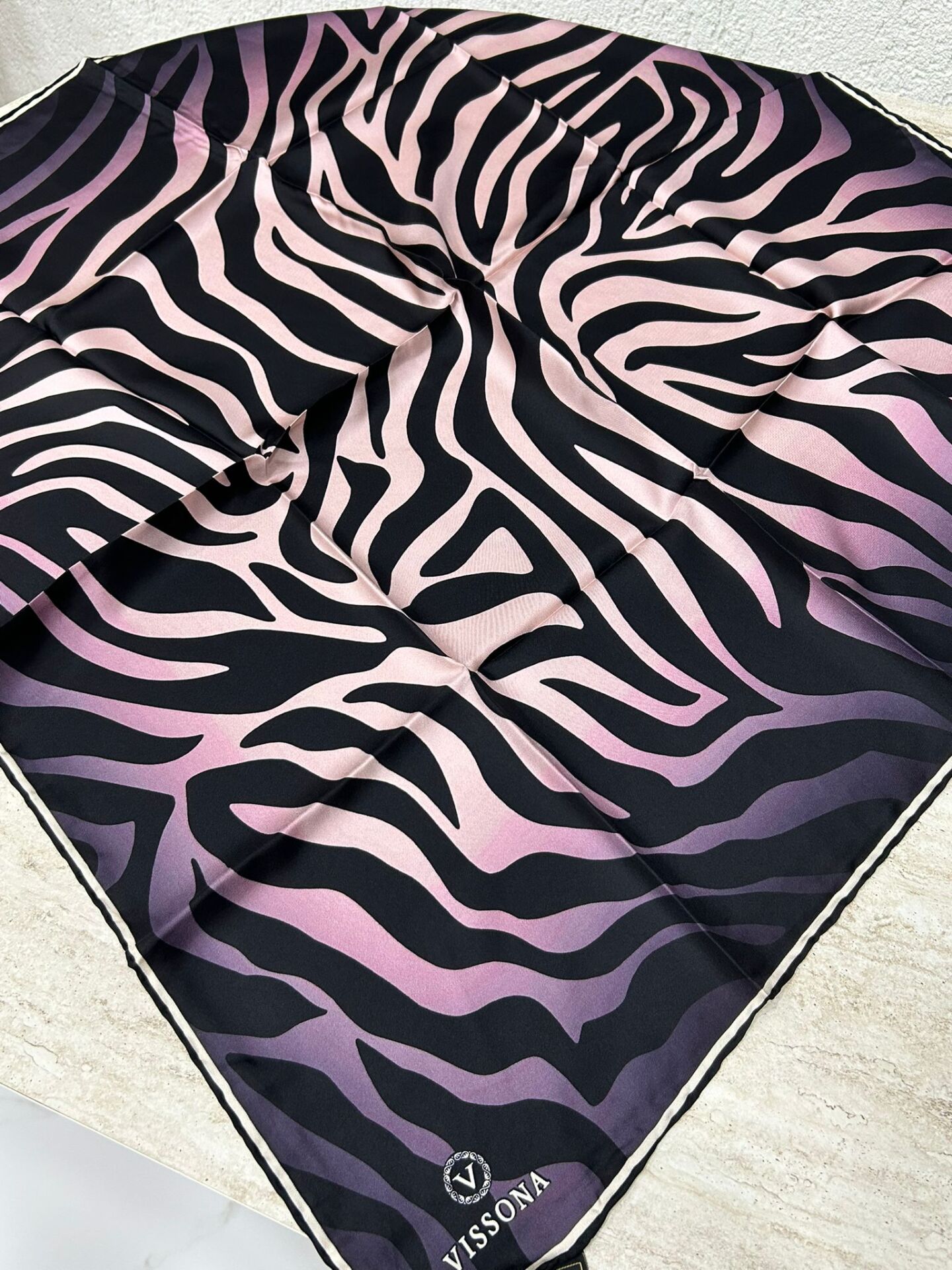 Vissona Twill İpek Eşarp Zebra Leylak