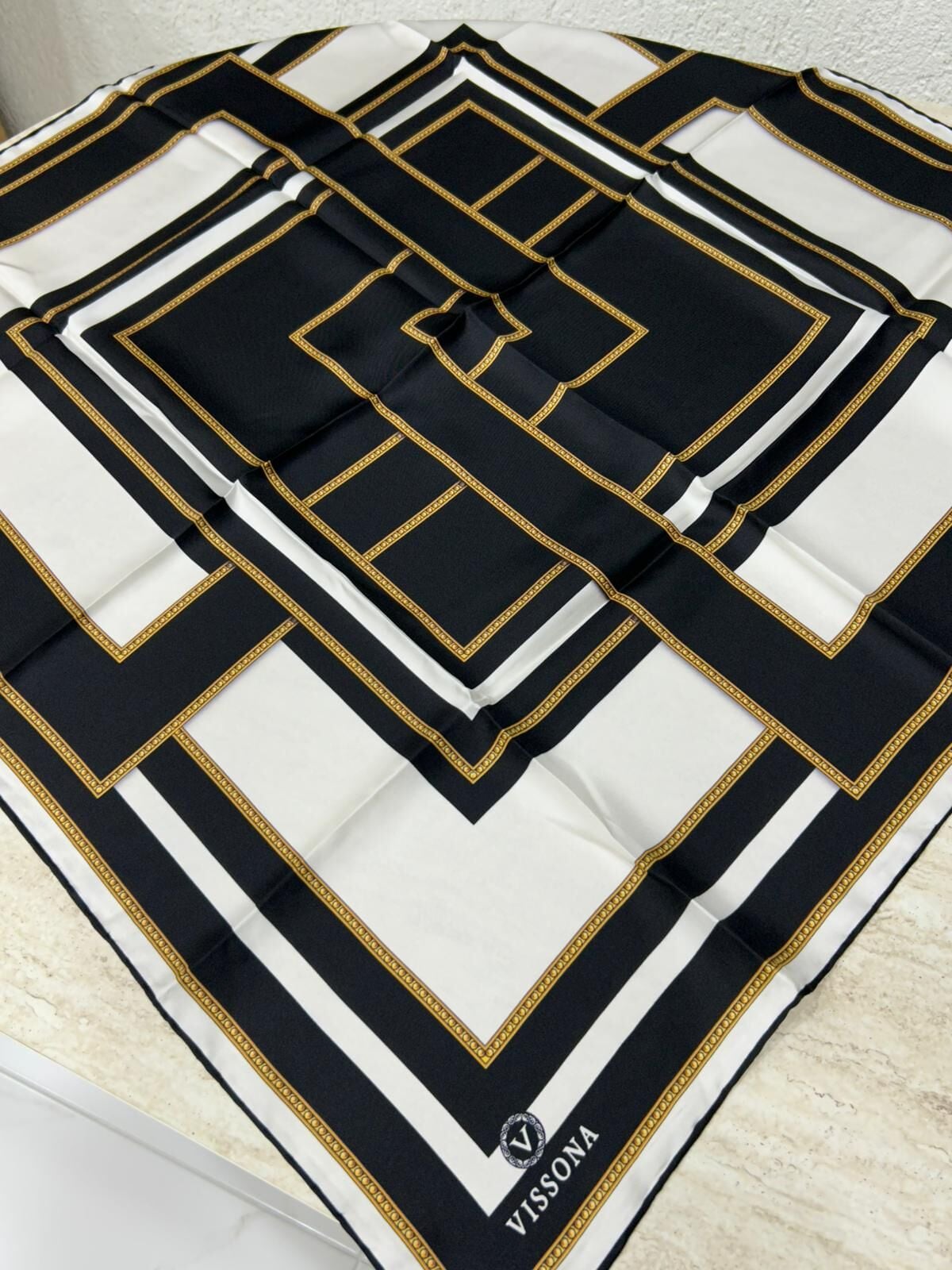 Vissona Twill İpek Eşarp Siyah