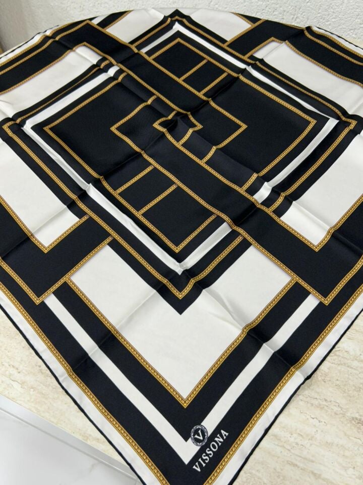 Vissona Twill İpek Eşarp Siyah