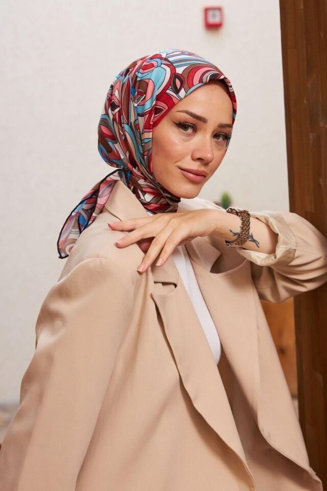 İpekhan Geo Oval Soft Eşarp Kırmızı