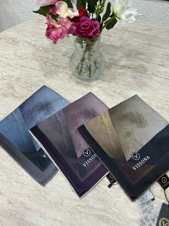 Vissona Twill İpek Eşarp Petrol