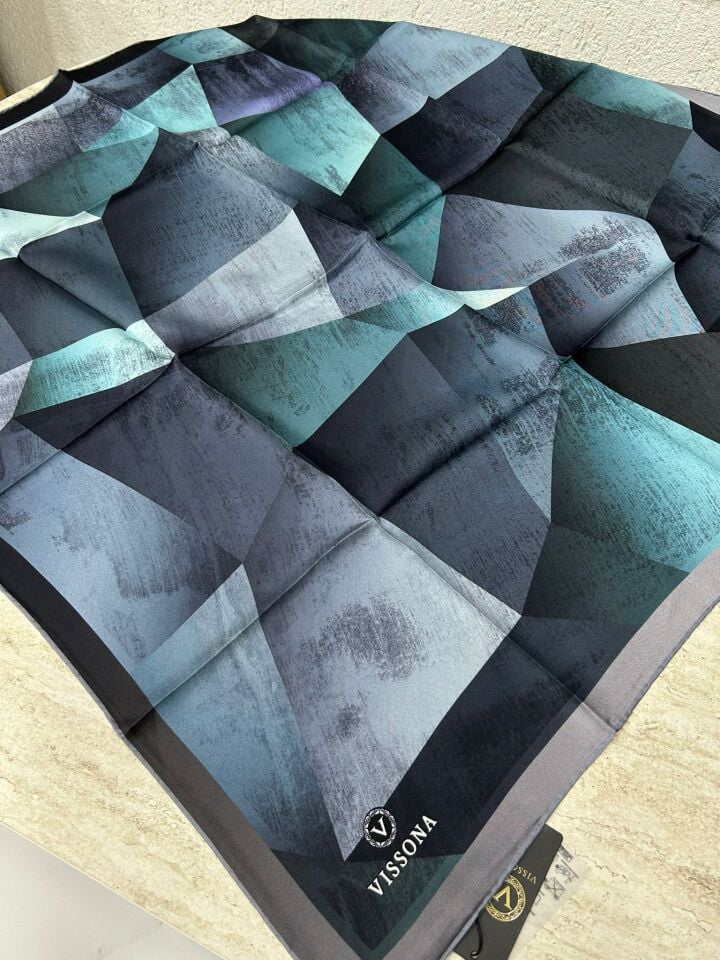 Vissona Twill İpek Eşarp Petrol