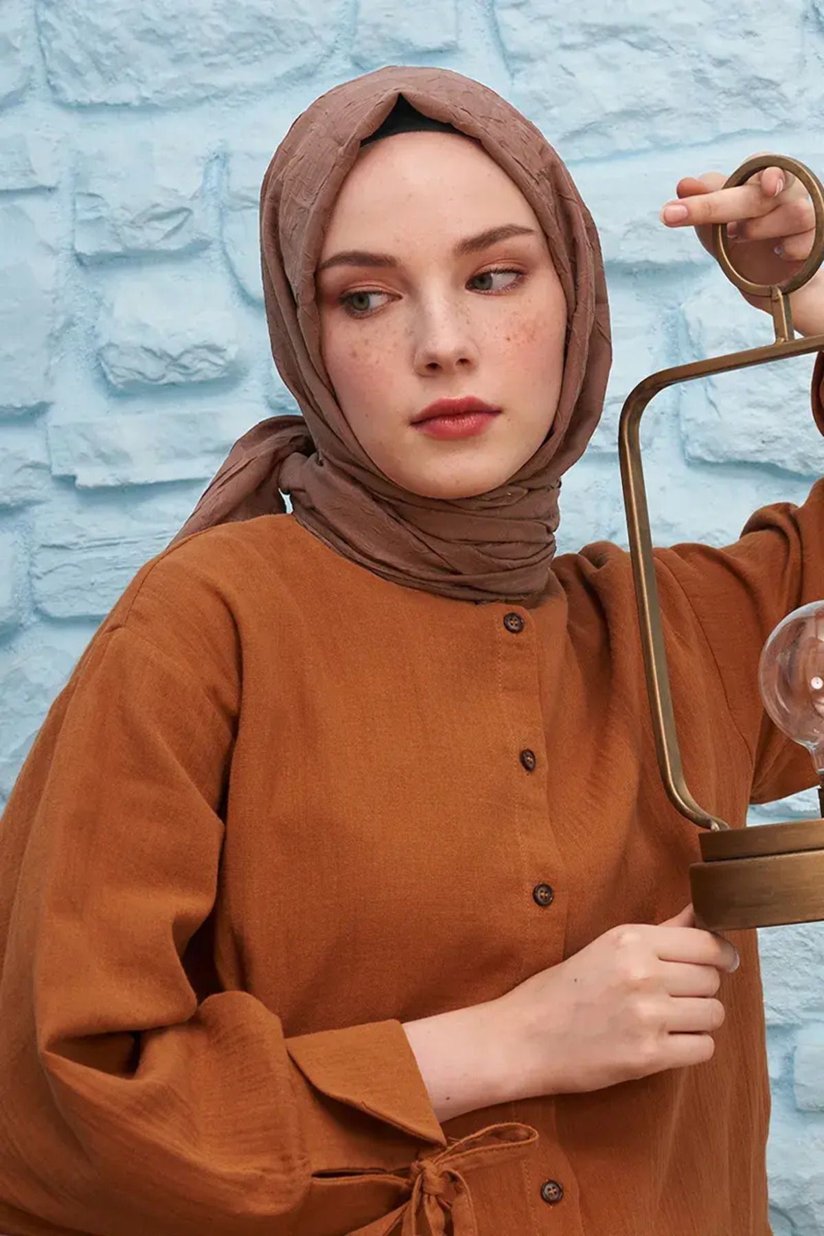 Madame Polo Bambu Kraş Şal Kahverengi