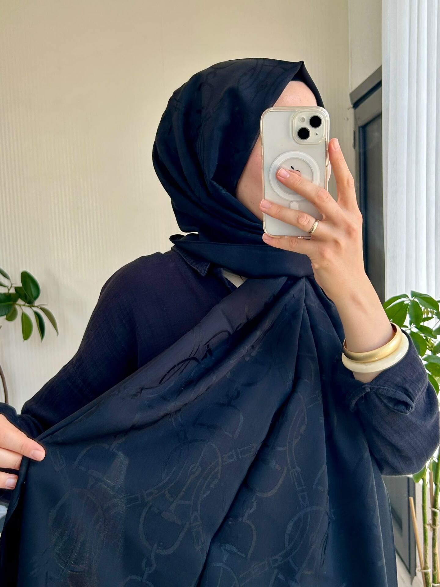 Noura Scarf Diamond Maria Şal Siyah