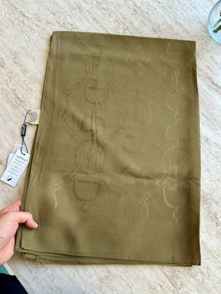 Noura Scarf Diamond Maria Şal Yağ Yeşili