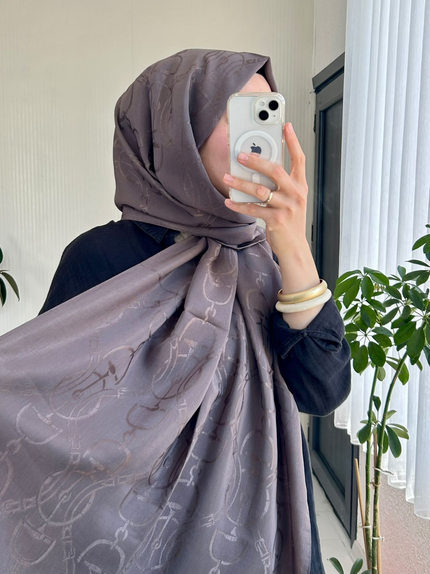 Noura Scarf Diamond Maria Şal Antrasit
