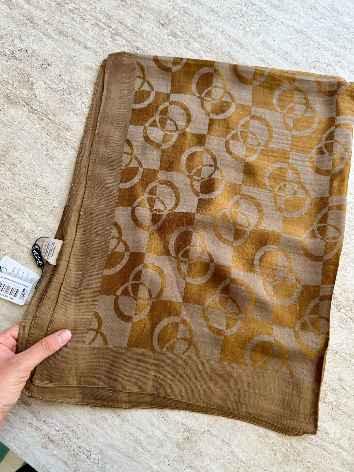 Noura Scarf Pırlanta Orin Şal Bal Köpüğü