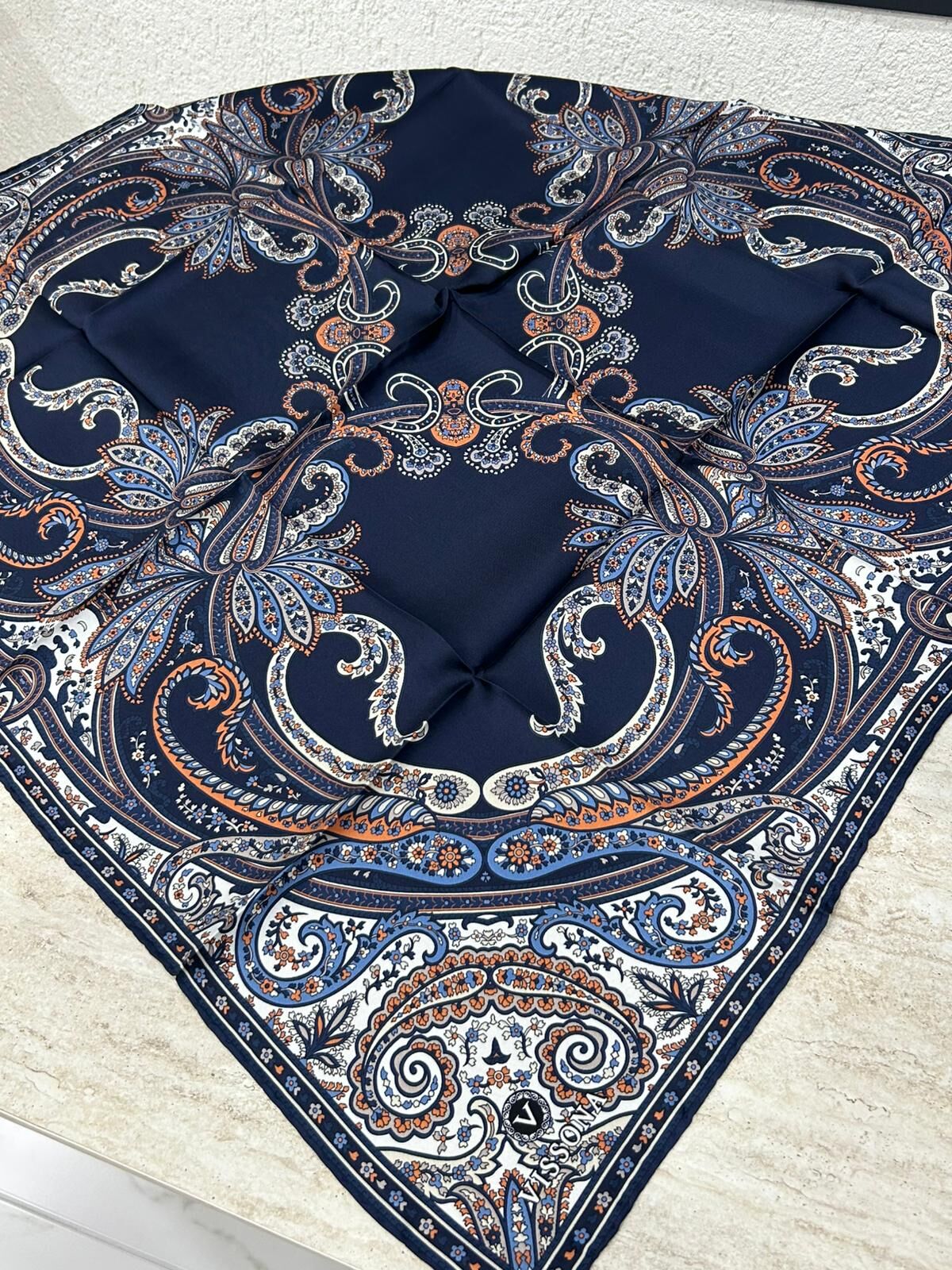 Vissona Twill İpek Eşarp Lacivert