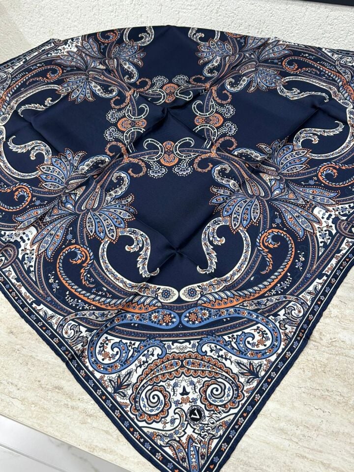 Vissona Twill İpek Eşarp Lacivert