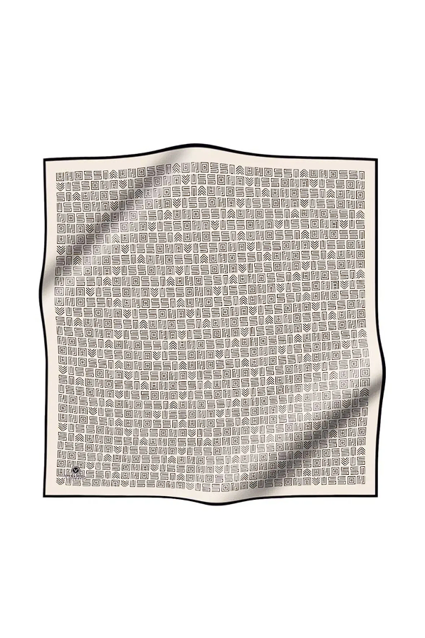 Vissona Twill İpek Etnik Motif Desenli Eşarp Krem