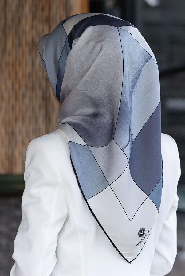 Vissona Twill İpek Eşarp Indıgo