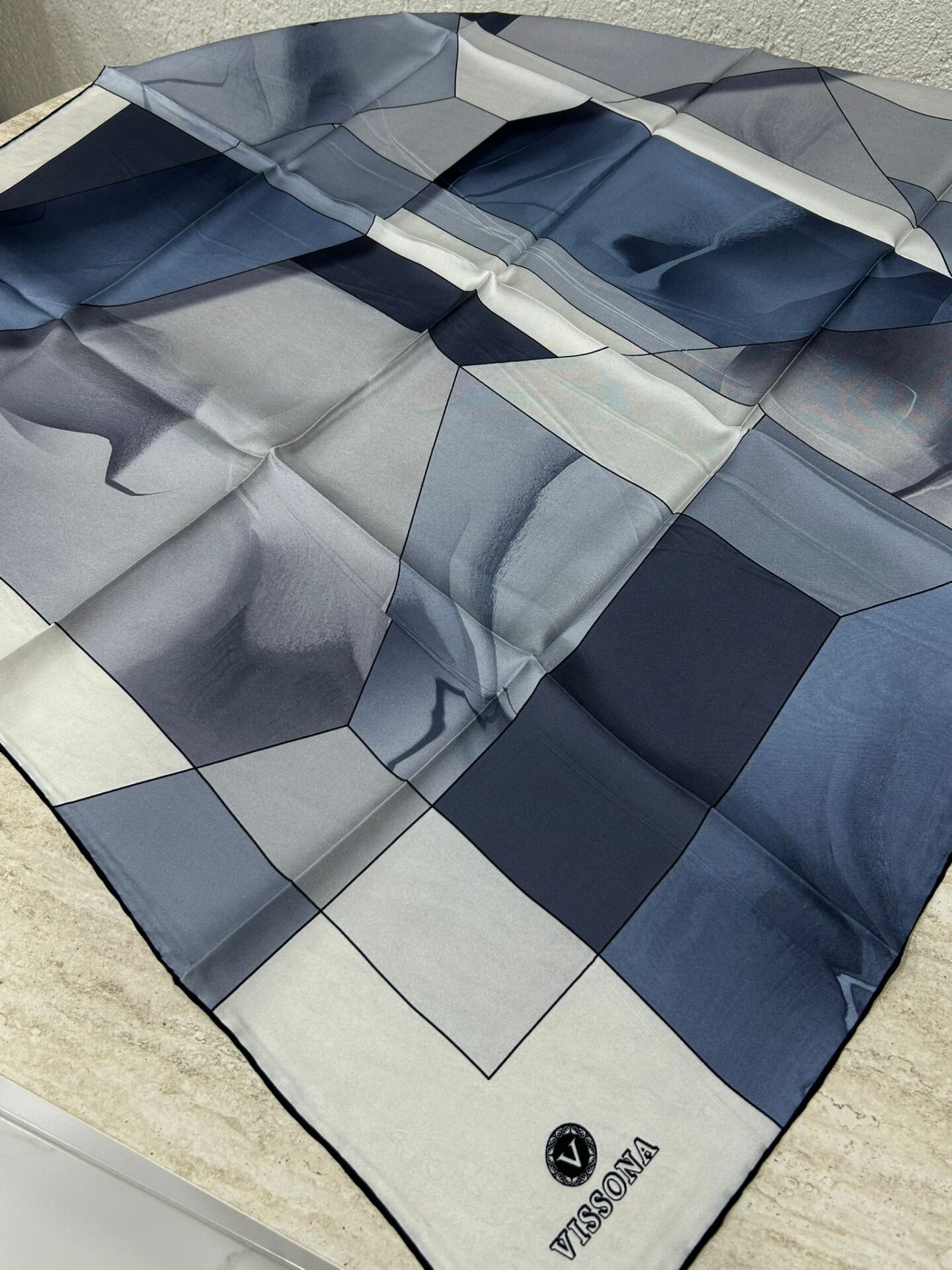 Vissona Twill İpek Eşarp Indıgo
