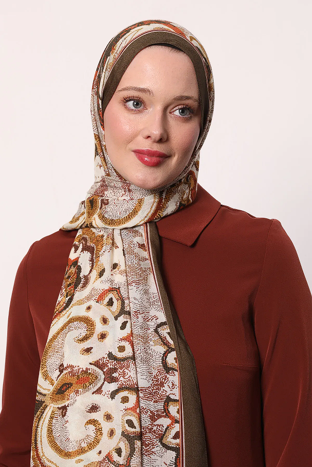 LuvenSara Desenli Şal Haki