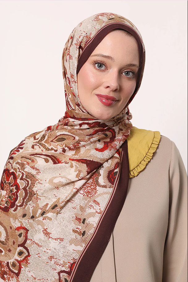 LuvenSara Desenli Şal Bordo