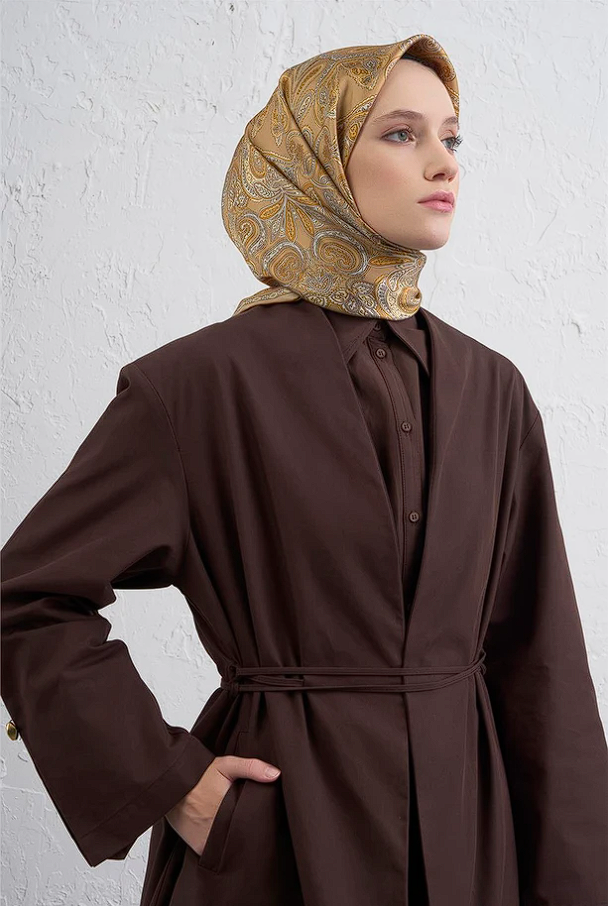 Armine Etnik Desen Saf İpek Twill Eşarp 9421-05