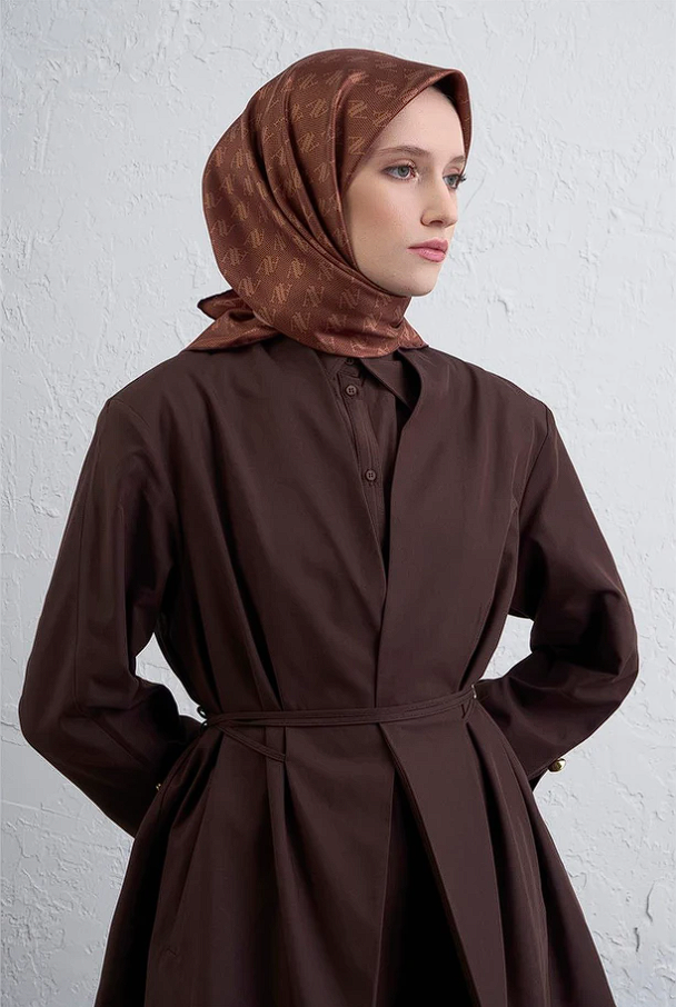 Armine Monogram Desenli Saf İpek Twill Eşarp 9412-35