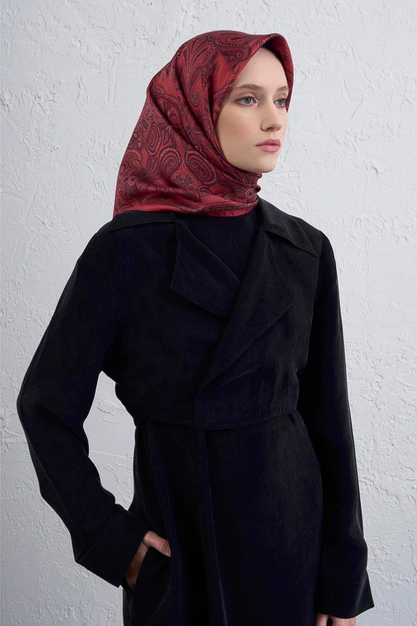 Armine Etnik Desen Saf İpek Twill Eşarp 9421-85