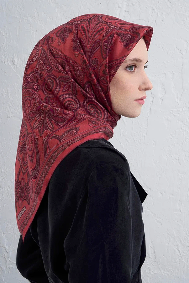 Armine Etnik Desen Saf İpek Twill Eşarp 9421-85