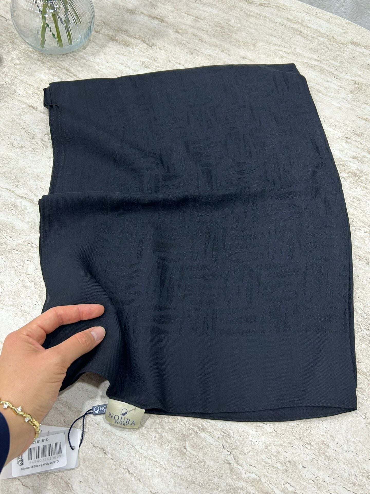 Noura Scarf Diamond Elisa Şal Siyah