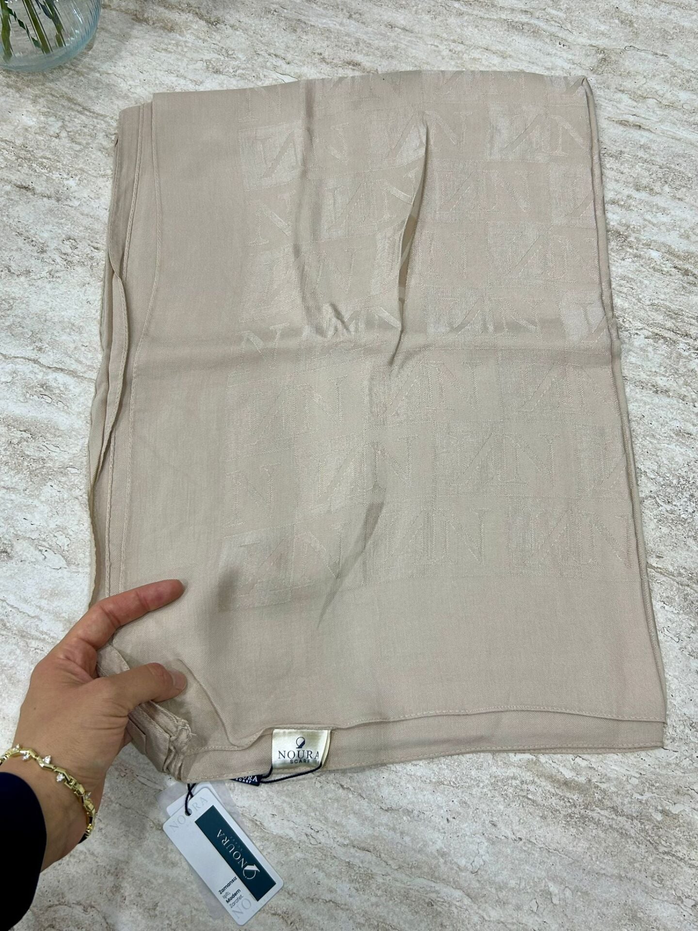 Noura Scarf Diamond Pamira Şal Bej