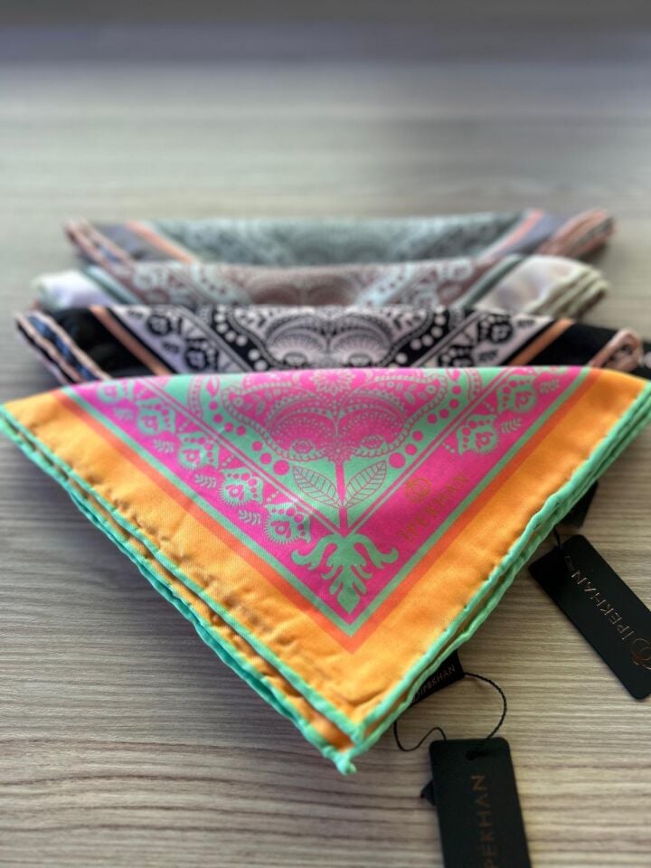 İpekhan Henna Desen Soft Eşarp Turuncu