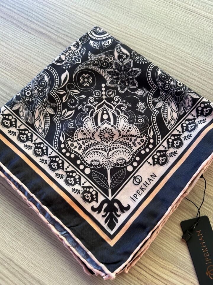 İpekhan Henna Desen Soft Eşarp Siyah