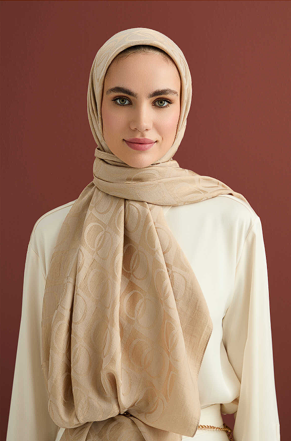 Imannoor Dama Desen Bej Naia Pamuk Şal