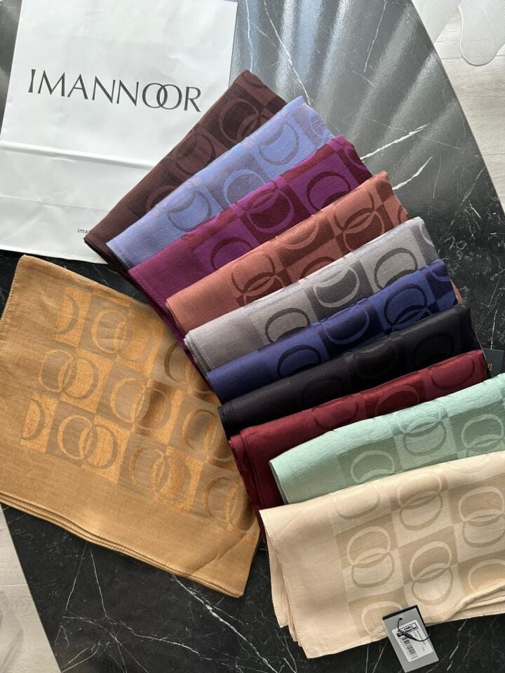 Imannoor Dama Desen Antrasit Naia Pamuk Şal