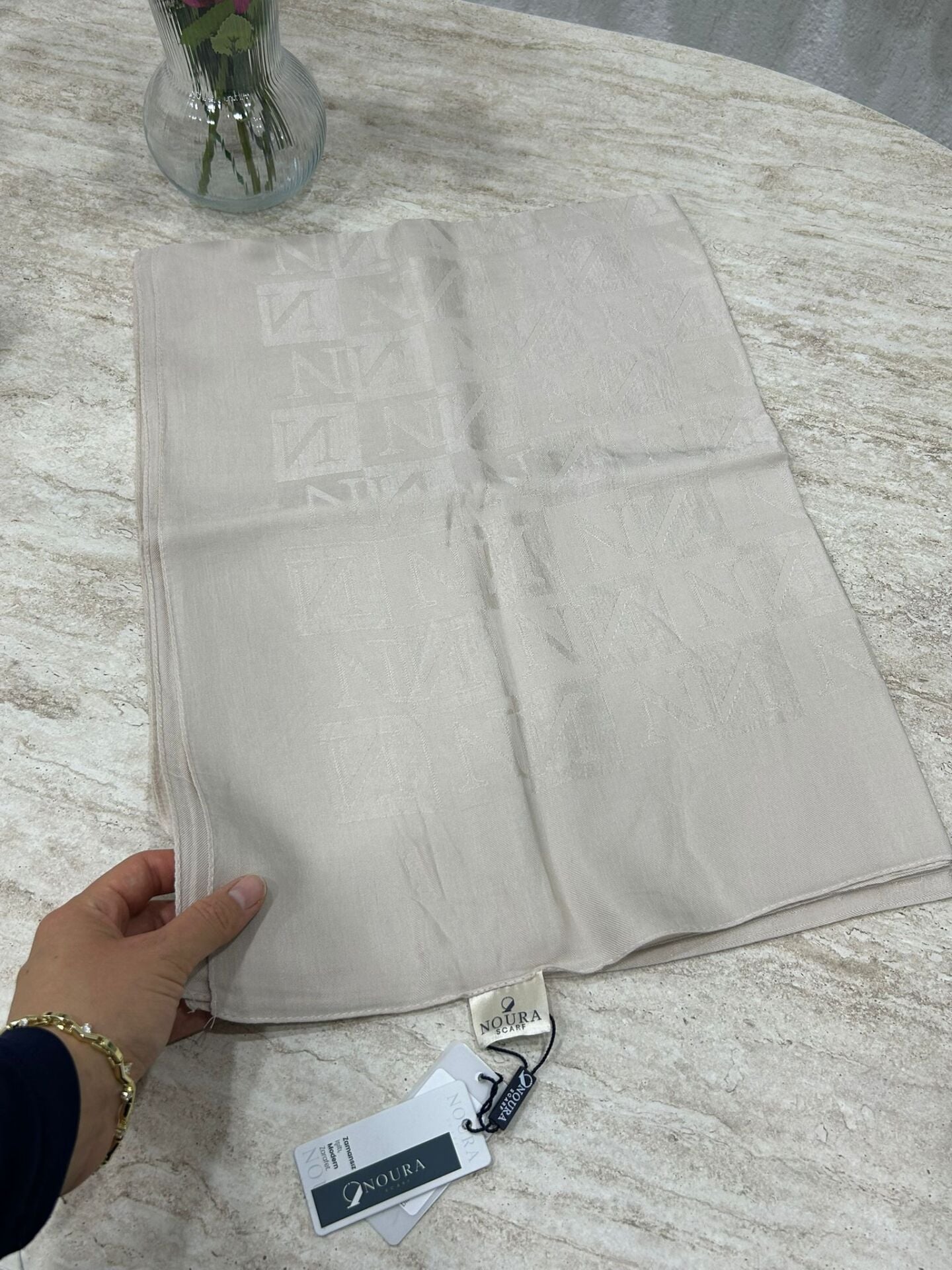 Noura Scarf Diamond Pamira Şal Kum Beji