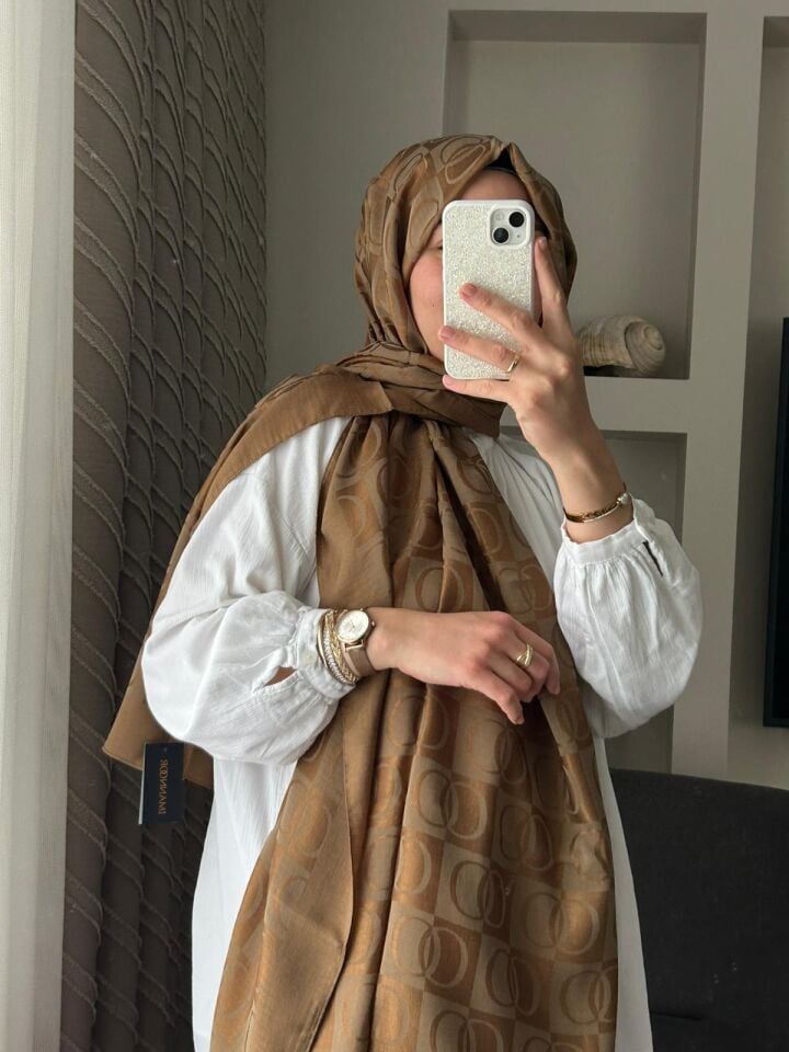 Imannoor Dama Desen Haki Naia Pamuk Şal