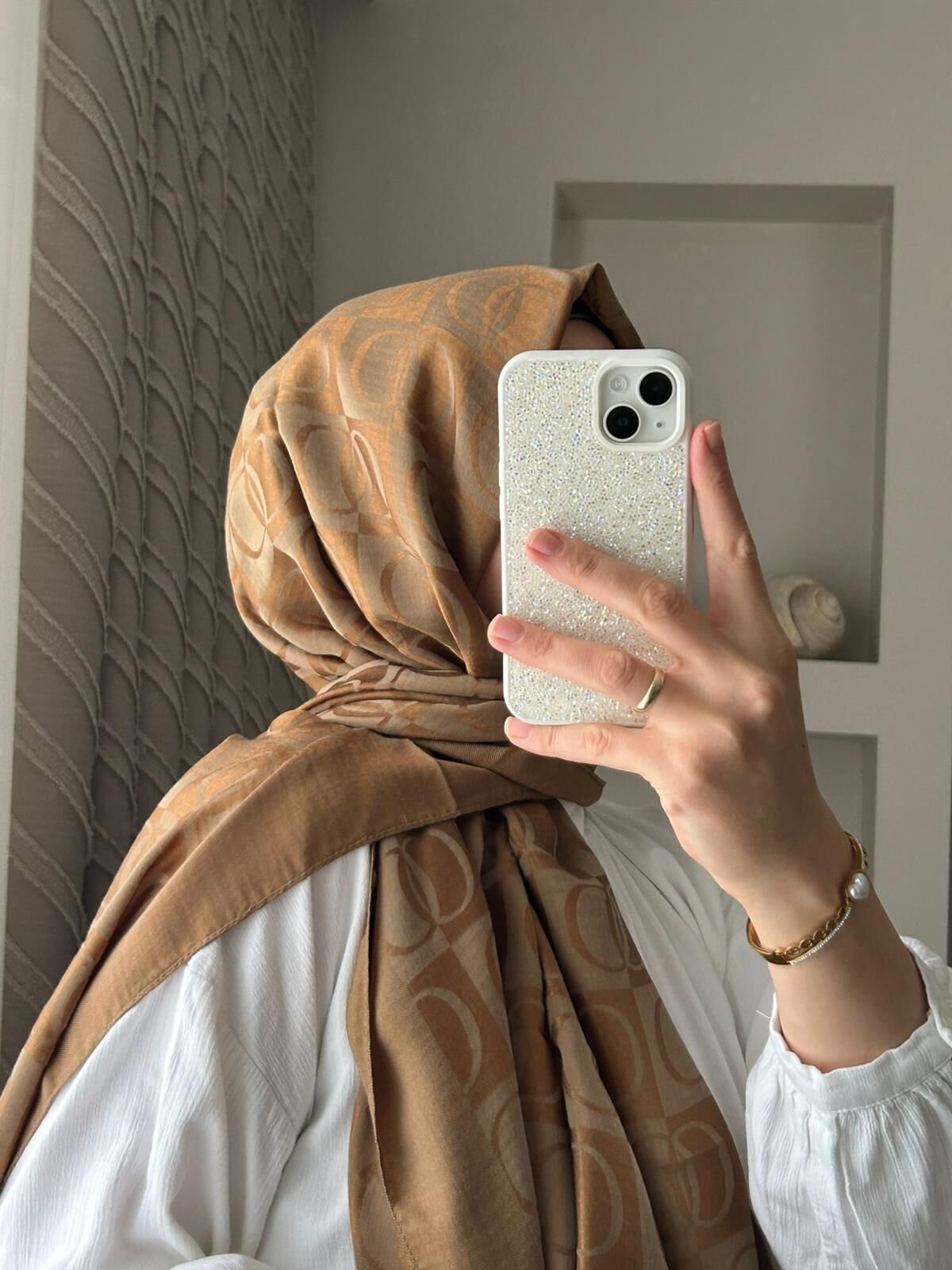 Imannoor Dama Desen Haki Naia Pamuk Şal