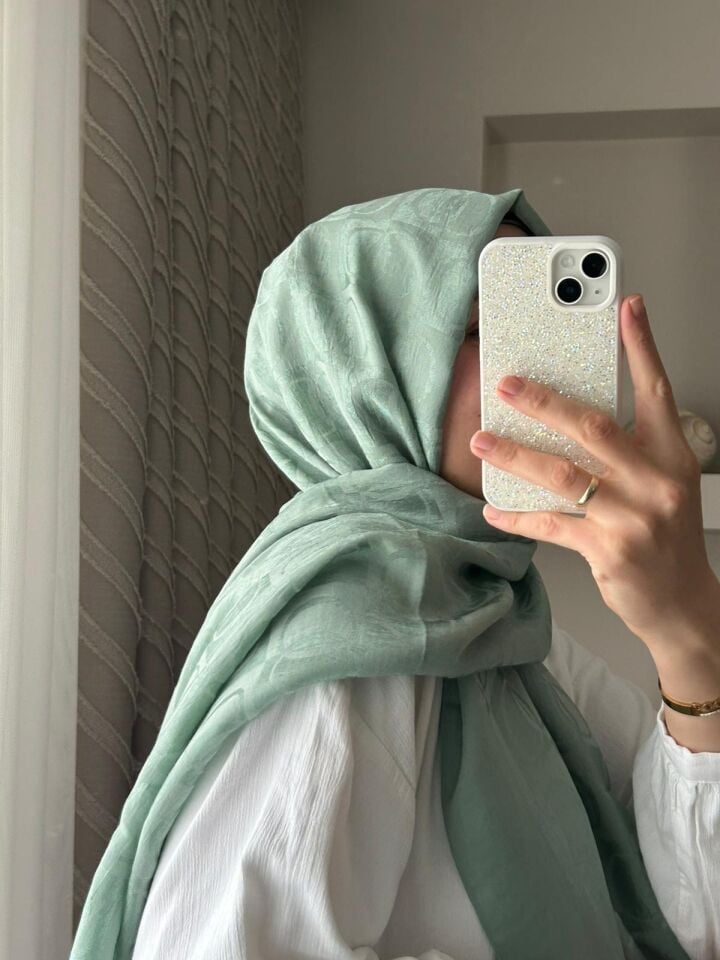 Imannoor Dama Desen Nil Yeşili Naia Pamuk Şal