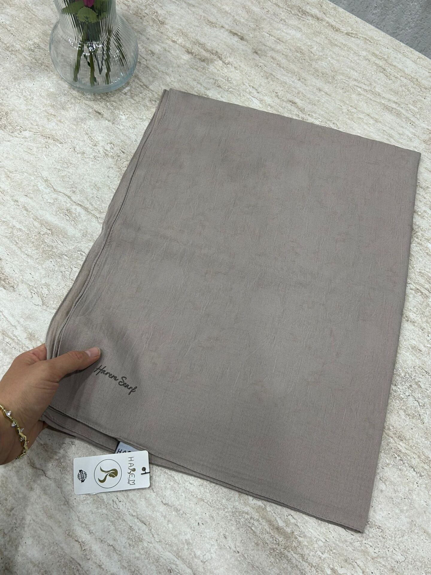 Harem Scarf Gold Derin Şal Açık Vizon