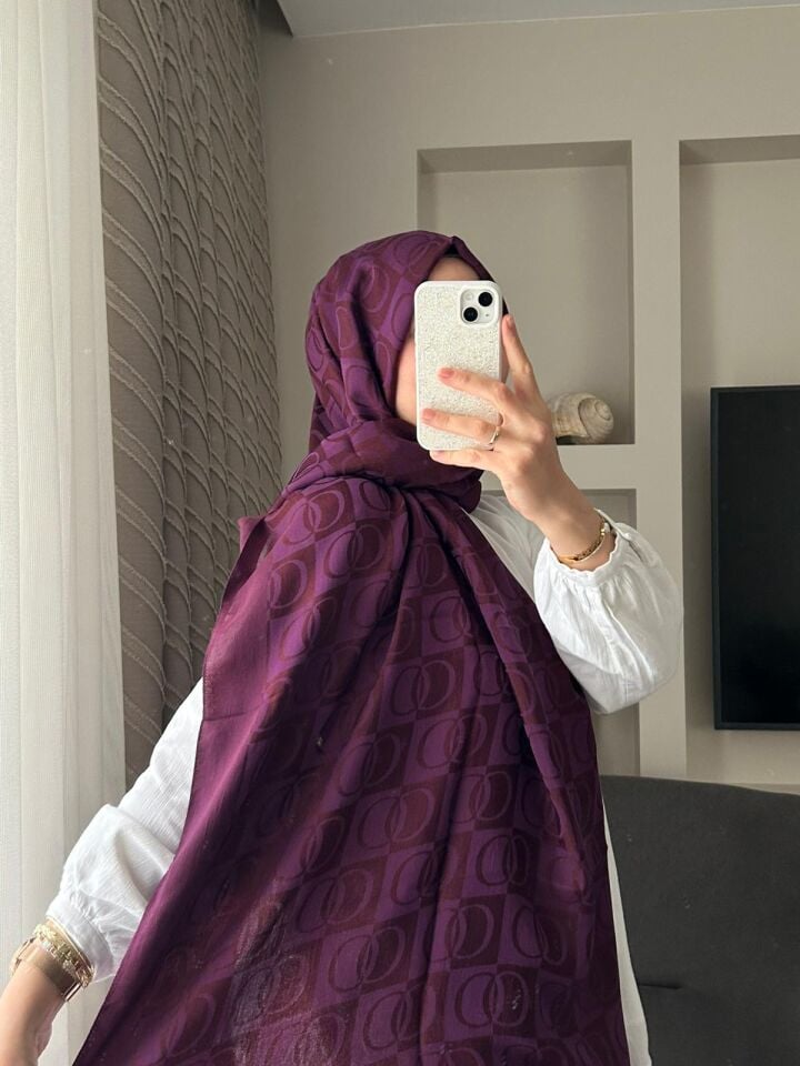 Imannoor Dama Desen Mürdüm Naia Pamuk Şal
