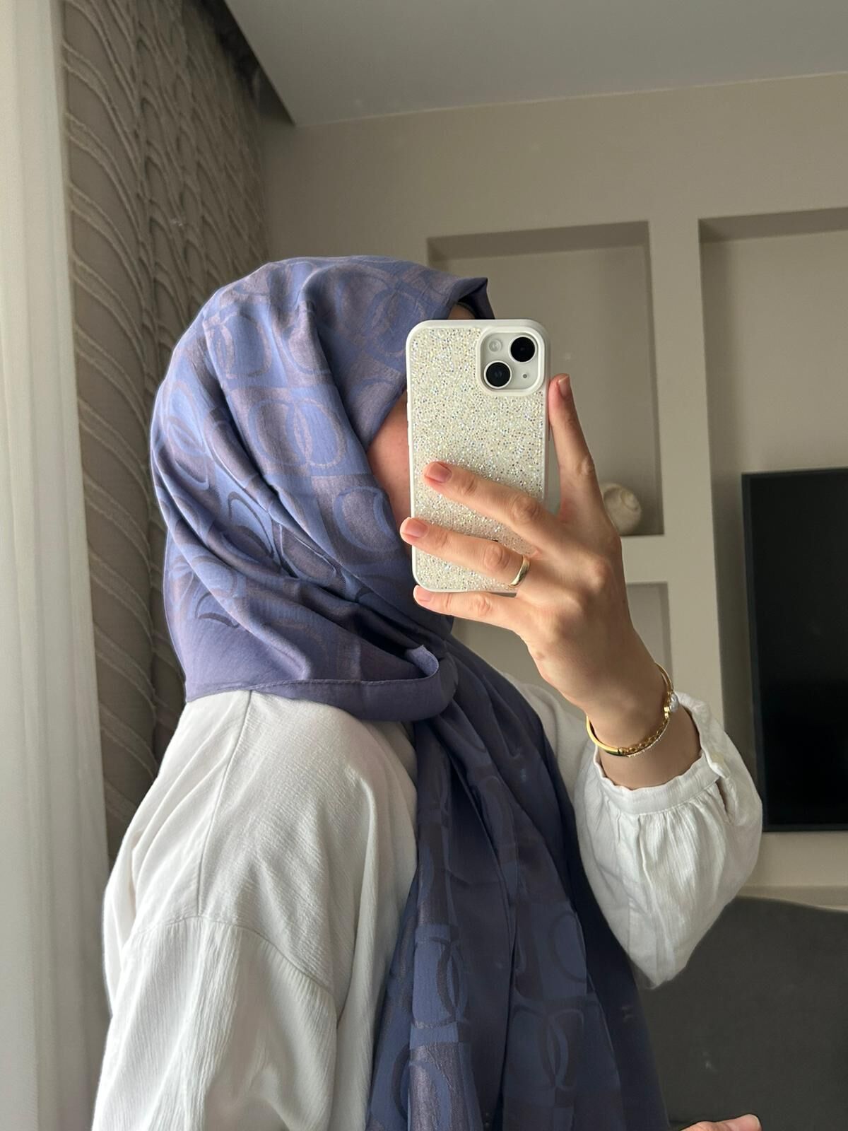 Imannoor Dama Desen Lavanta Naia Pamuk Şal