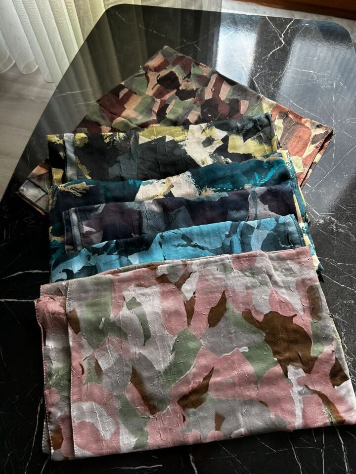 Modakaşmir Desenli Bambu Şal Pudra-Yeşil