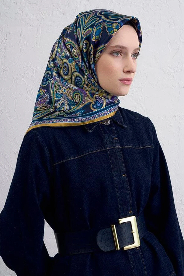 Armine Etnik Desen Saf İpek Twill Eşarp 9421-08