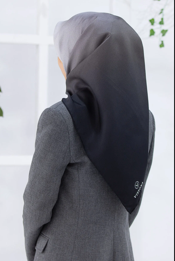 Vissona Degrade Twill İpek Eşarp Siyah