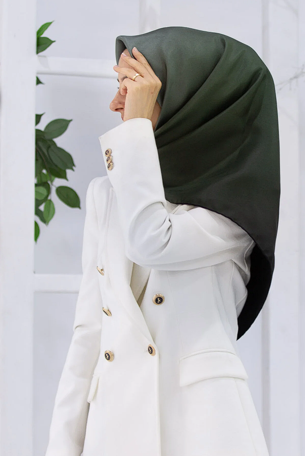 Vissona Degrade Twill İpek Eşarp Haki
