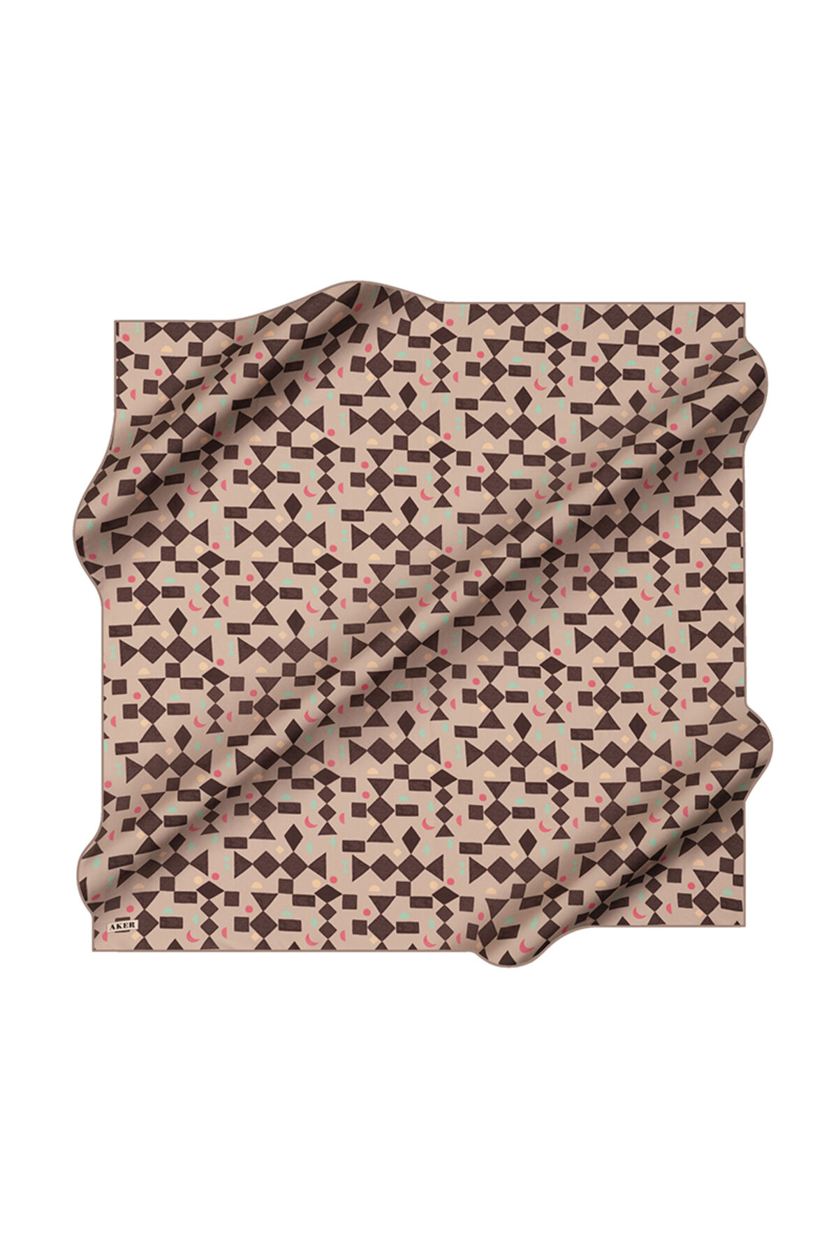 Kahverengi 90X90 İpek Krep Saten Eşarp