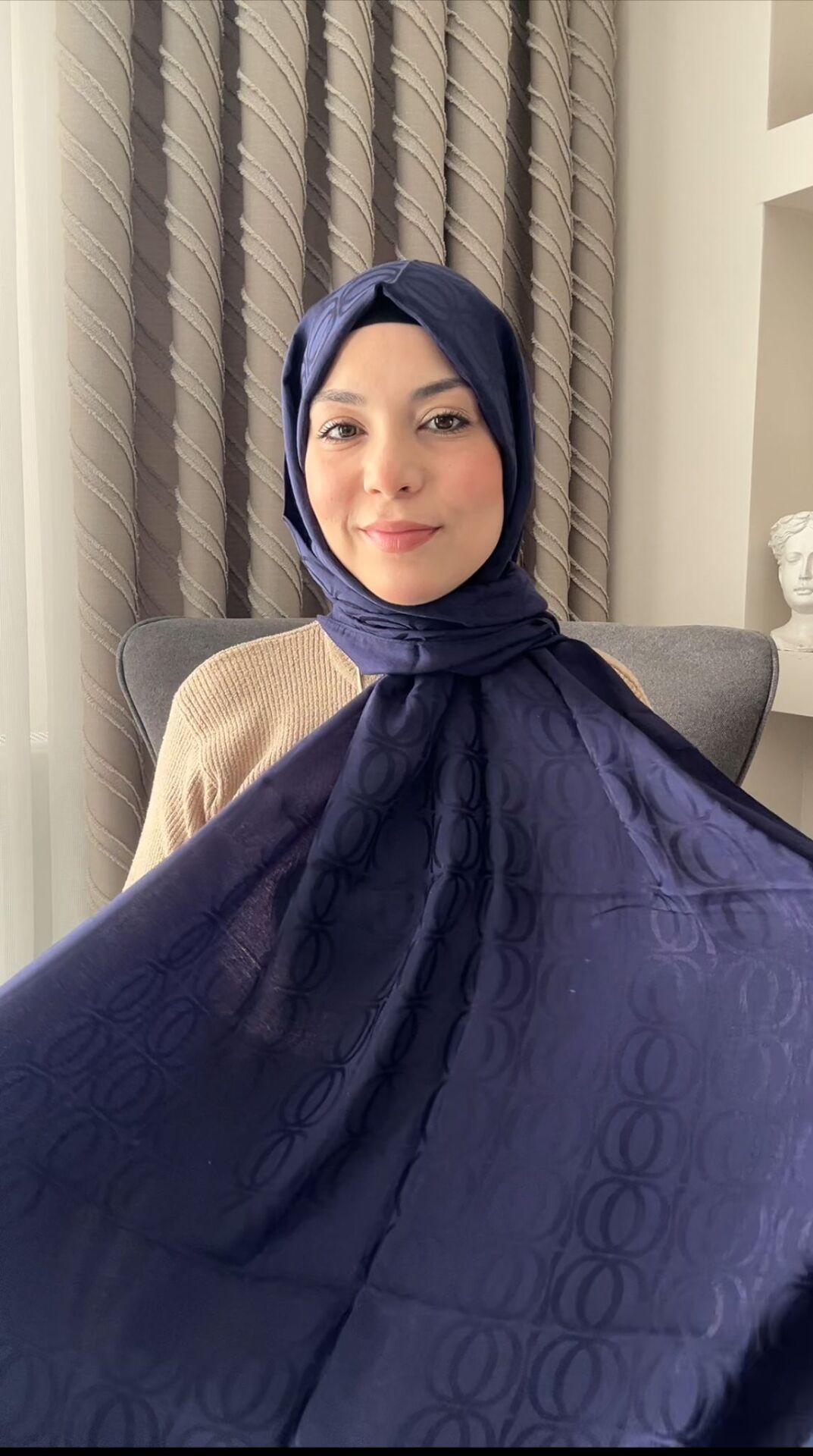 İmannoor Bambunoor Lacivert Naia Pamuk Şal