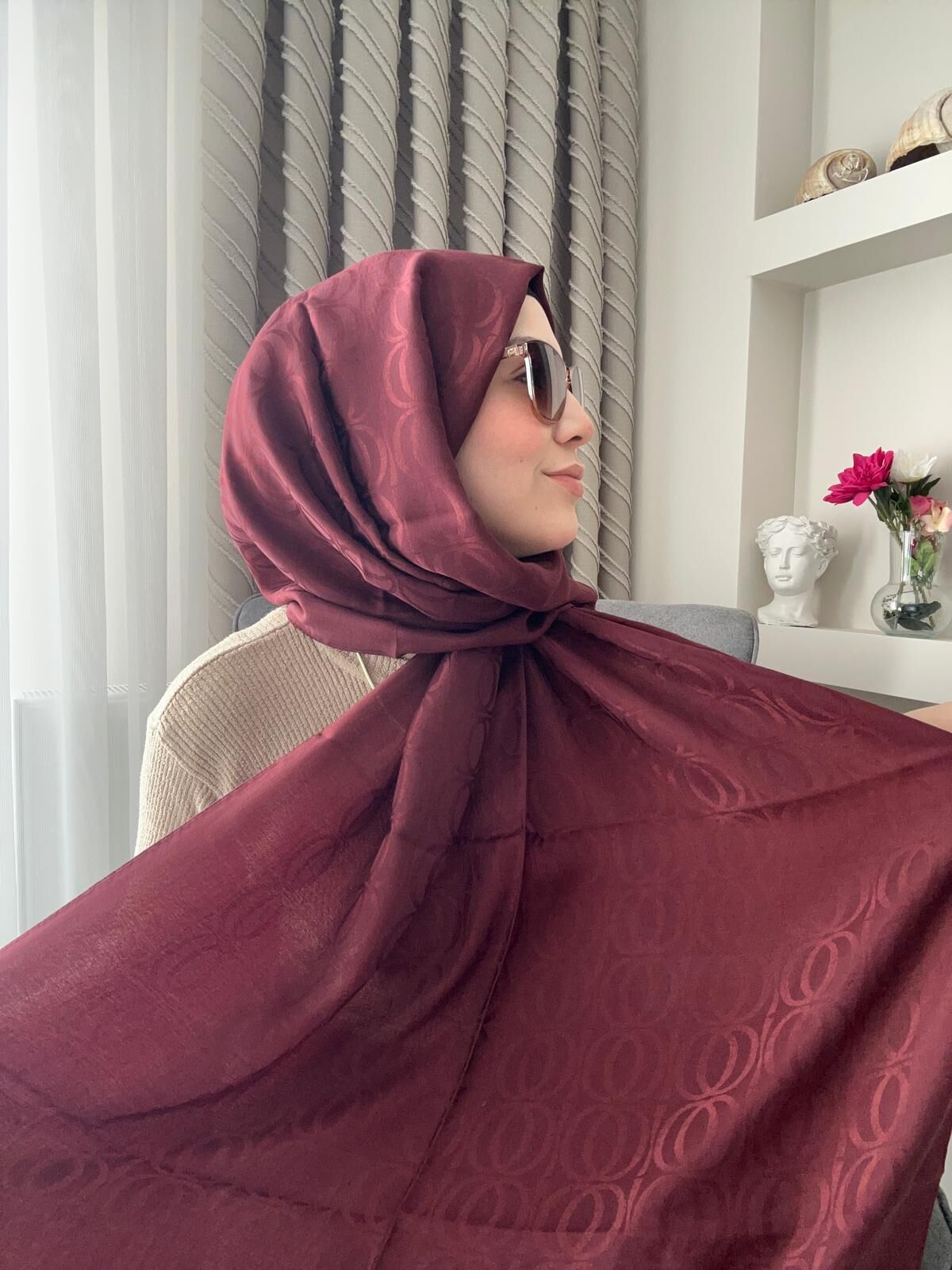 İmannoor Bambunoor Bordo Naia Pamuk Şal