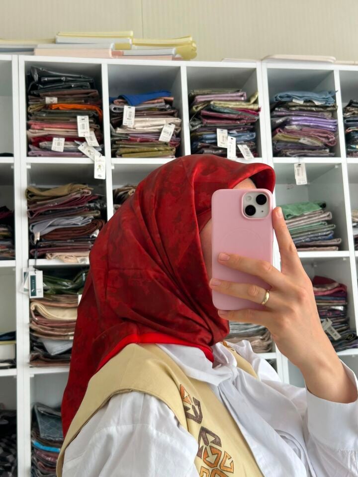 Aker Bulut Desen Sura İpek Eşarp 7208701-344