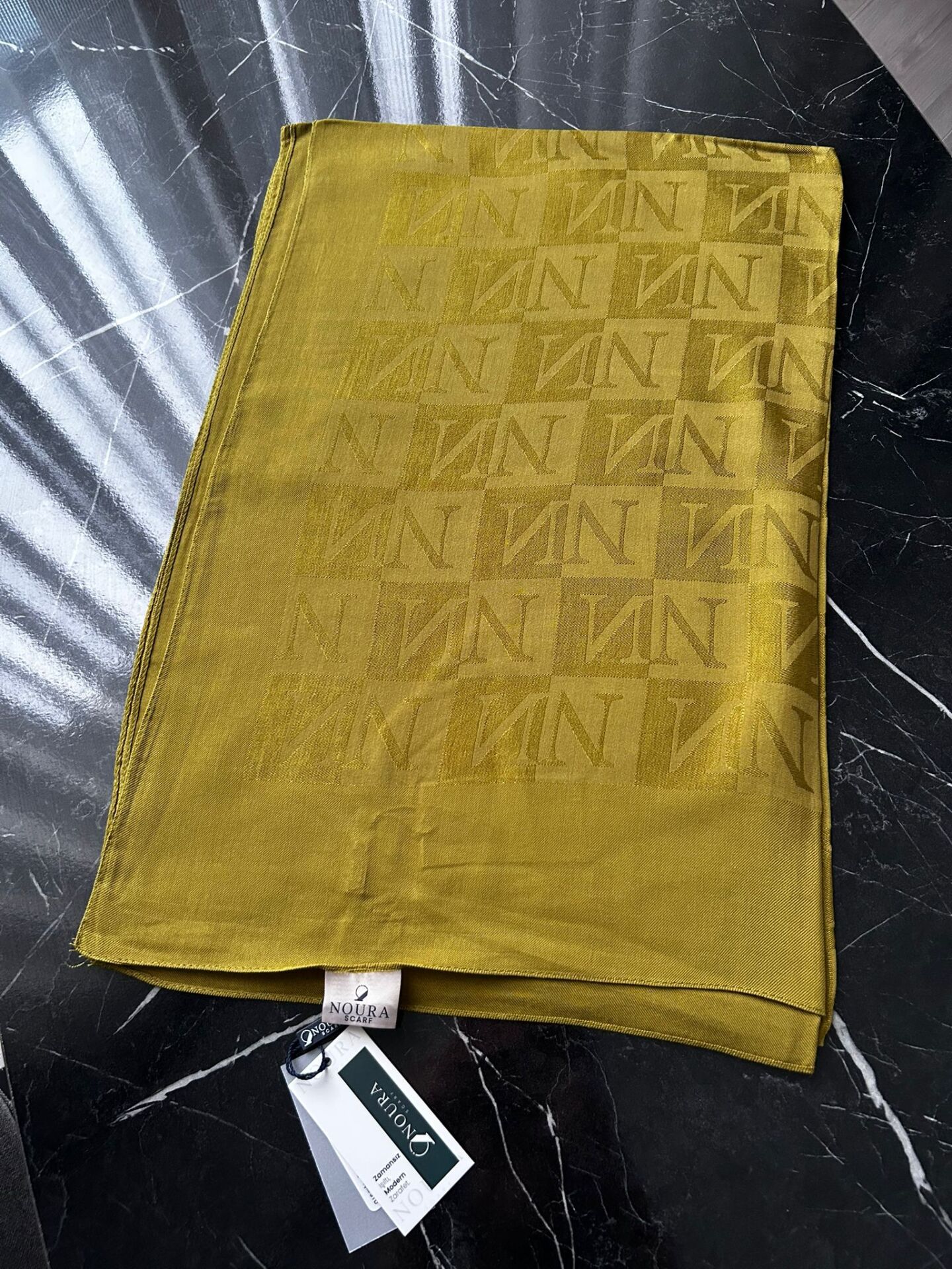 Noura Scarf Diamond Pamira Şal Yağ Yeşili