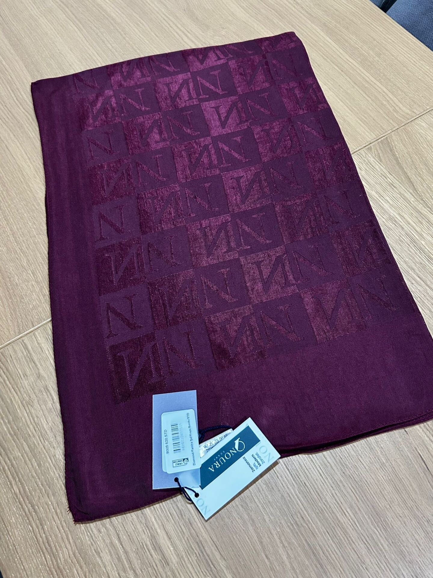 Noura Scarf Diamond Pamira Şal Koyu Bordo