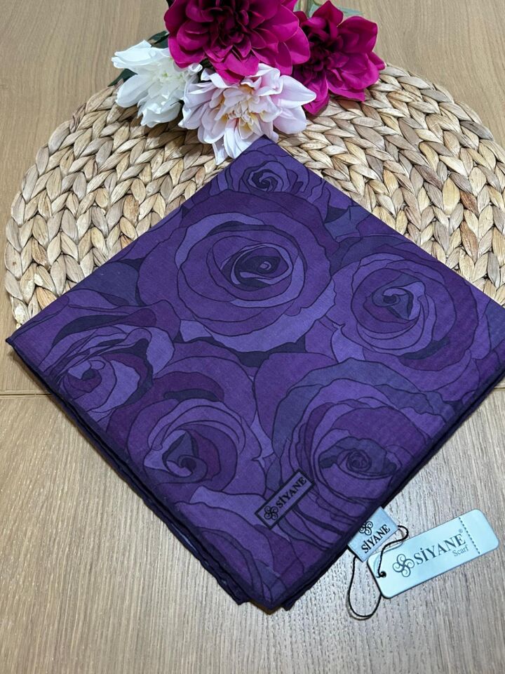Siyane Scarf Gül Desen Eşarp 01